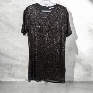 Dex Sequin Mini dress Black NWT Size M Sparkly Short Sleeve Party Holiday Night